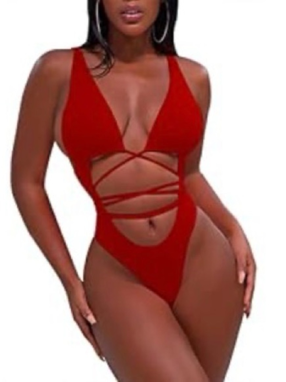 Women’s Strappy Cutout One-Piece Swimsuit - Red